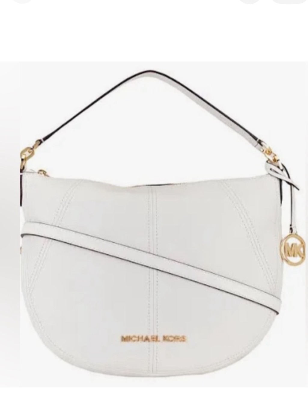 Michael Michael Kors Bedfordwhiteleather Medium Crescent Shoulder Bagnwt